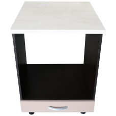 Corp pentru cuptor incorporabil cu sertar Zebra, wenge/Cappuccino lucios, cu blat Travertin, 60 x 85 x 60 cm
